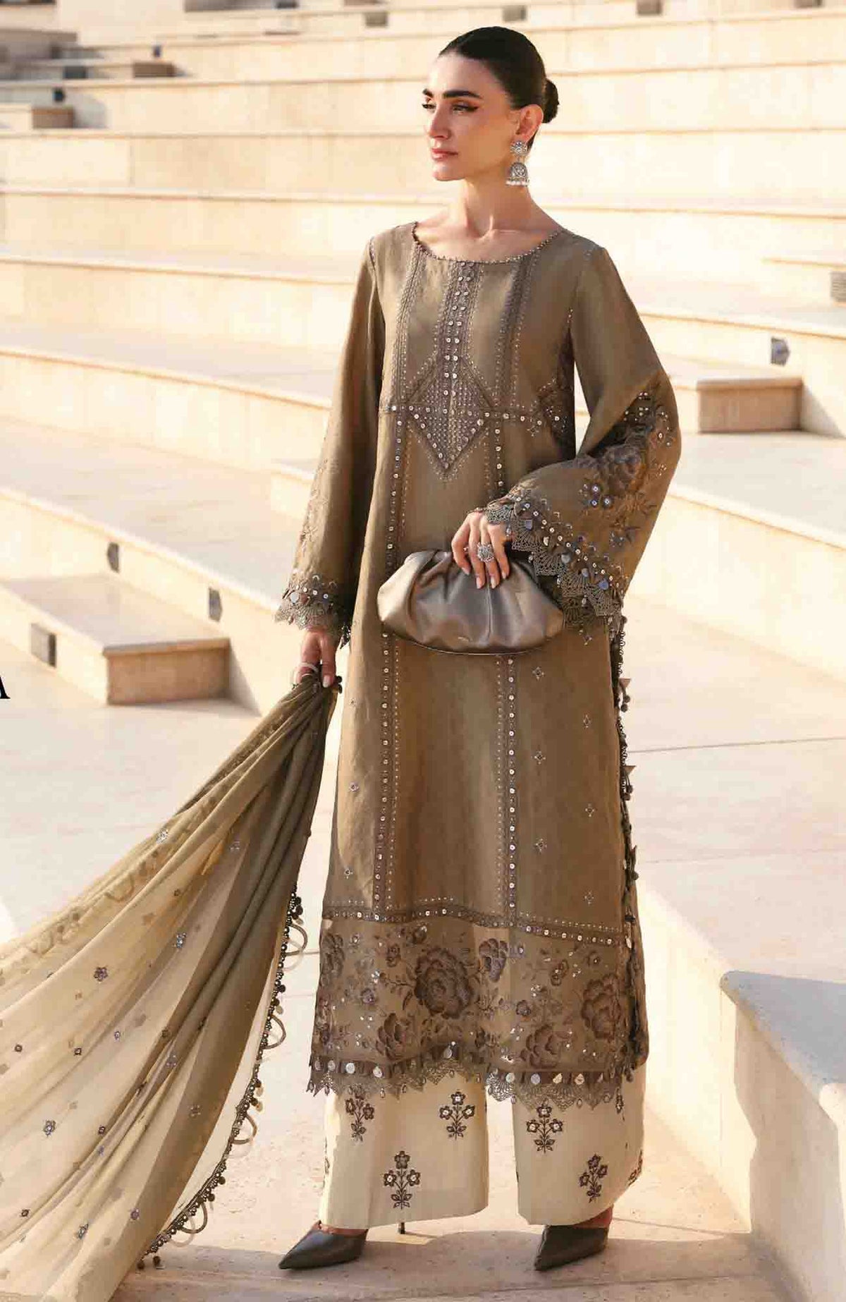 Luxury Lawn By Maria B Unstitched Lawn Embroidered 3 Piece Suit - MBLXL-2A- Summer Collection