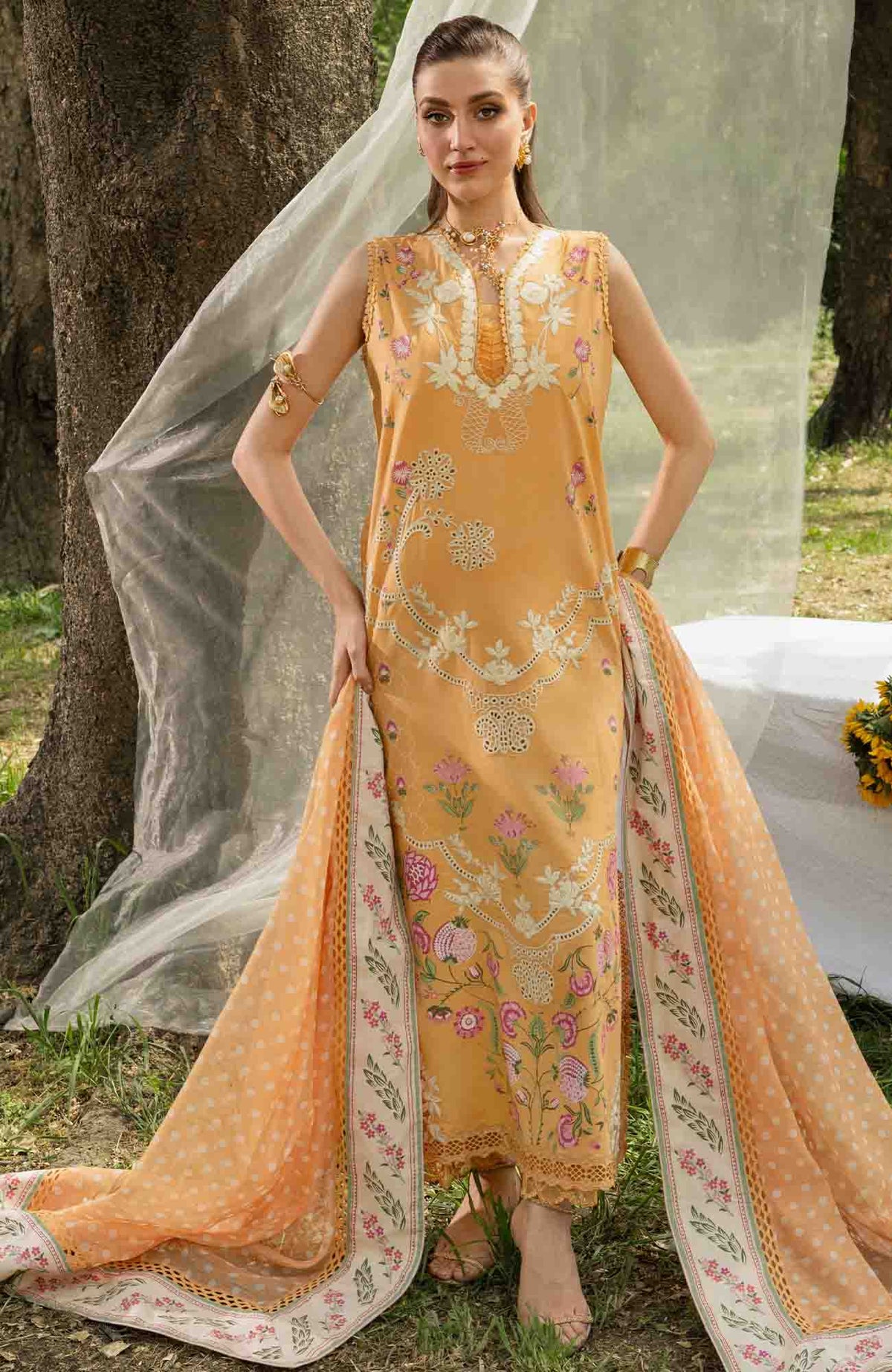 Bloom  By Saira Shakira Unstitched Lawn Embroidered 3 Piece Suits- SRSKBLM-2A- Lily- Summer Collection
