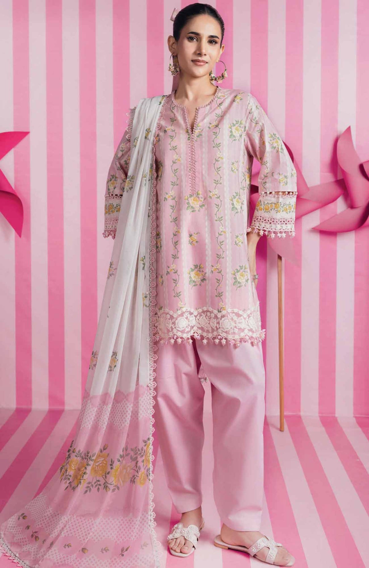Mbasic by Maria B Unstitched Lawn Embroidered 3 Piece Suit - MBSCL-2A -  Summer Collection