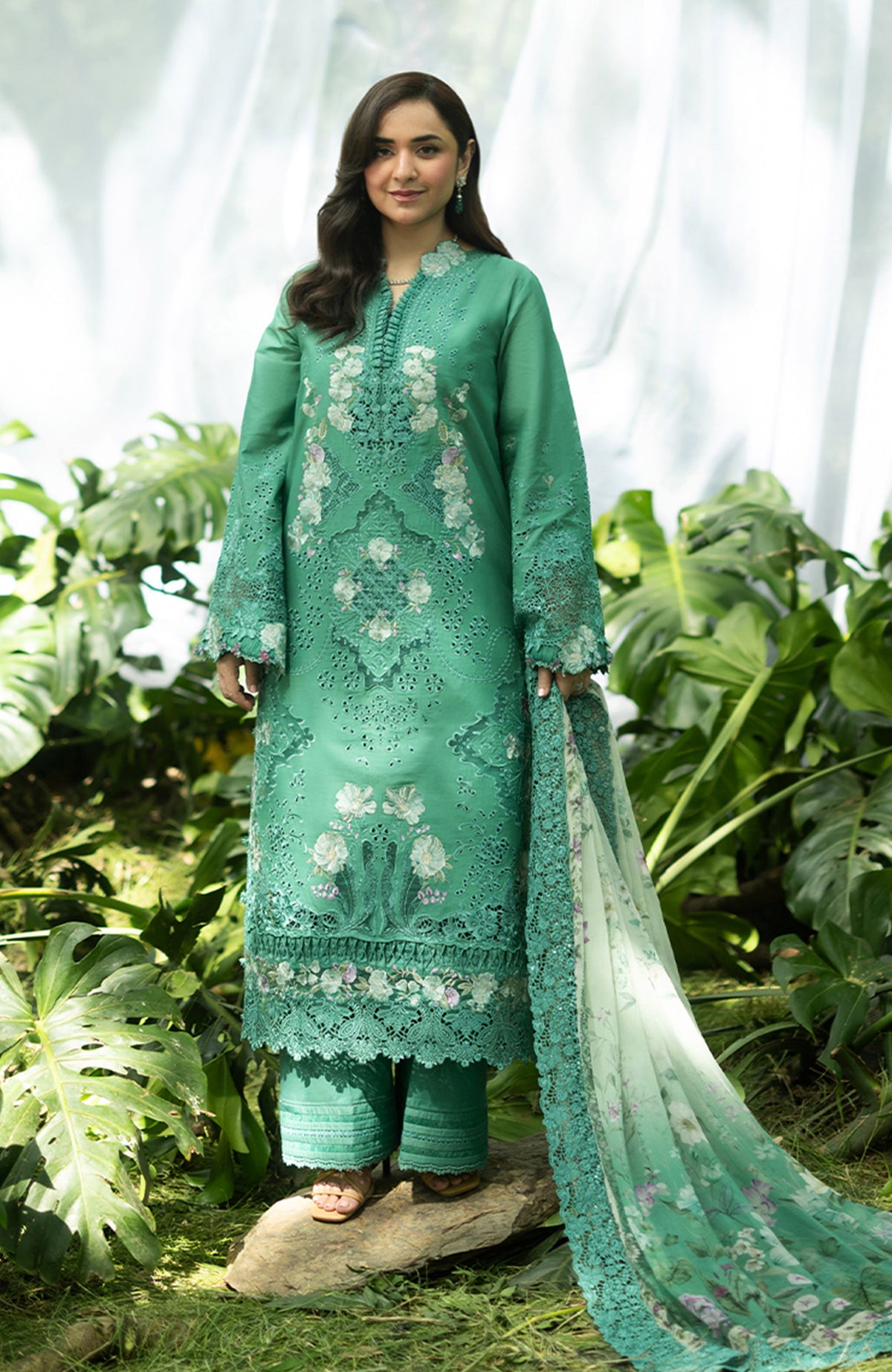 Luxury Lawn VoII By Elaf Unstitched Lawn Embroidered 3 Piece Suit - ELFLXL-2A- Lovers Eden - Summer Collection