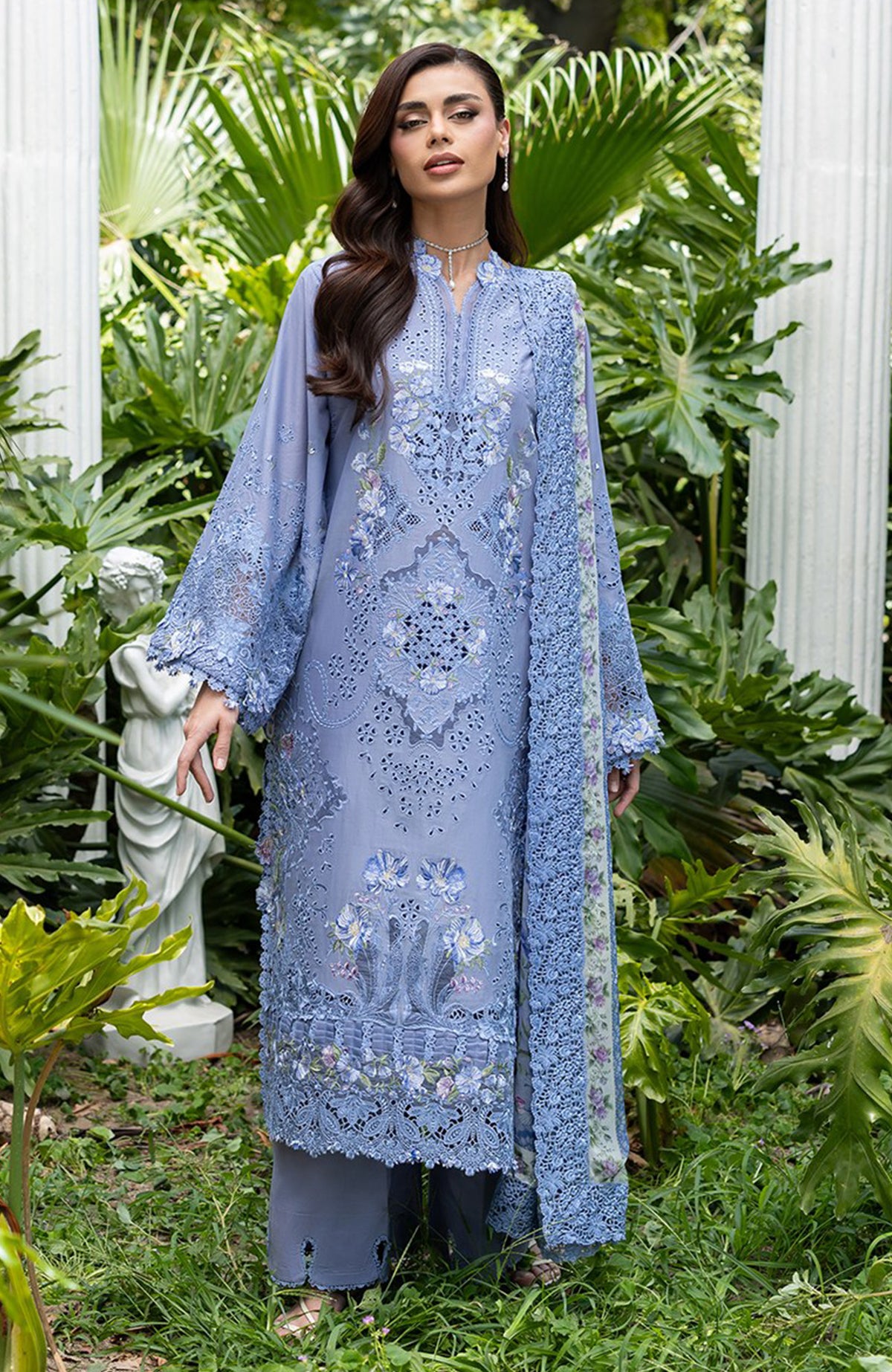 Luxury Lawn VoII By Elaf Unstitched Lawn Embroidered 3 Piece Suit - ELFLXL-2B- Lavender Luxe- Summer Collection