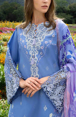 The Secret Garden - Hemline By Mushq Unstitched Lawn  Embroidered 3 Piece Suit MQHMSGL - 08 - Azure Bloom -  Summer Collection