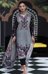 Luxury Printed Lawn By Regalia Unstitched  Lawn Printed 3 Piece Suit  - RGLASIBPRT-12- Silver Mehr- Summer Collection