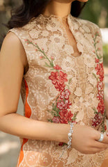 Meraki by Asifa Nabeel Unstitched Lawn Embroidered 3 Piece Suit - ASNMSL-02- Peach Sorbet - Summer Collection