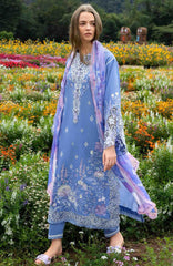 The Secret Garden - Hemline By Mushq Unstitched Lawn  Embroidered 3 Piece Suit MQHMSGL - 08 - Azure Bloom -  Summer Collection
