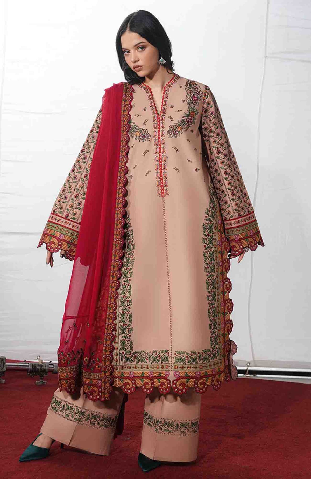 Jugnu by Hussain Rehar Unstitched Lawn Embroidered 3 Piece Suits- -JUGELXL-02- Nazeh- Summer Collection