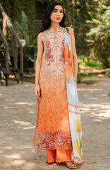 Meraki by Asifa Nabeel Unstitched Lawn Embroidered 3 Piece Suit - ASNMSL-02- Peach Sorbet - Summer Collection