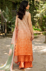 Meraki by Asifa Nabeel Unstitched Lawn Embroidered 3 Piece Suit - ASNMSL-02- Peach Sorbet - Summer Collection