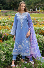 The Secret Garden - Hemline By Mushq Unstitched Lawn  Embroidered 3 Piece Suit MQHMSGL - 08 - Azure Bloom -  Summer Collection