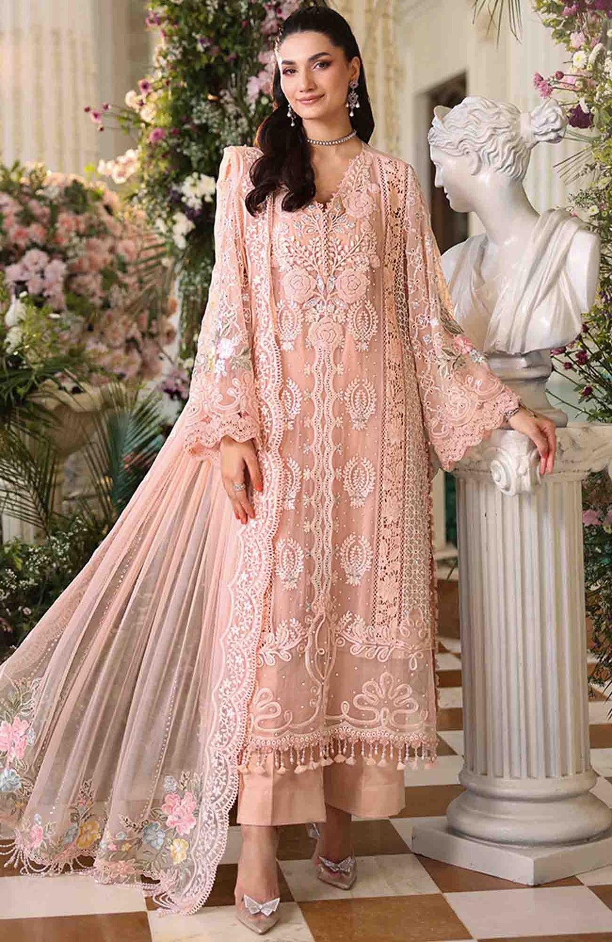 Tea Affair By Maria B Unstitched Chiffon Embroidered 3 Piece Suit- MBTACH-04- Formal Collection