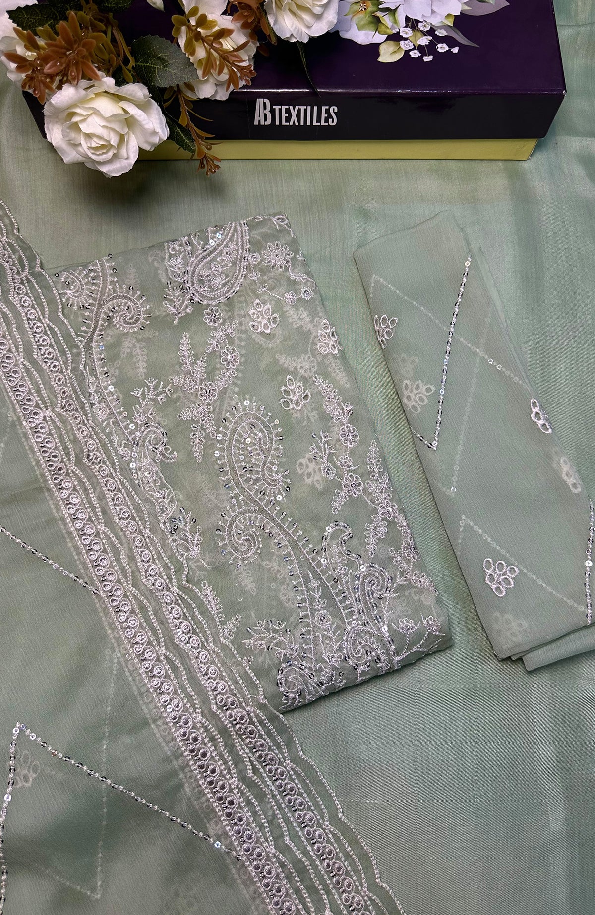 Meerub Exclusive V5 By AB Textiles Unstitched Embroidered Chiffion  3 Piece - ABMRBEV5-02 Fomal Collection