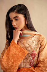 Meraki by Asifa Nabeel Unstitched Lawn Embroidered 3 Piece Suit - ASNMSL-02- Peach Sorbet - Summer Collection