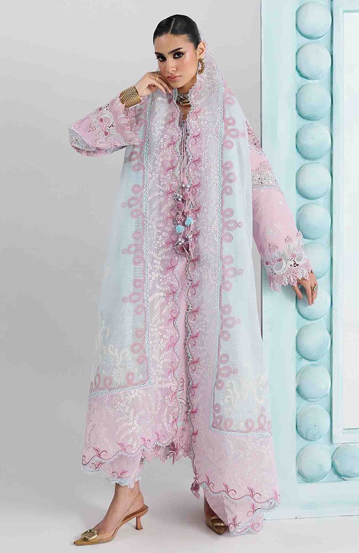 Festive Lawn By Qalamkar Unstitched Lawn Embroidered 3 Piece Suit  - QLMFSTL-02-Isane - Summer Collection