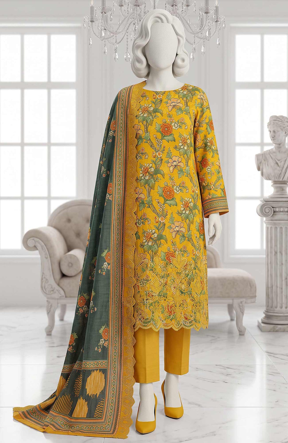 LUCHI  By Justuju Unstitched Embroidered Cambric 3 Piece Suit - JTJLCHI-03- Winter Collection