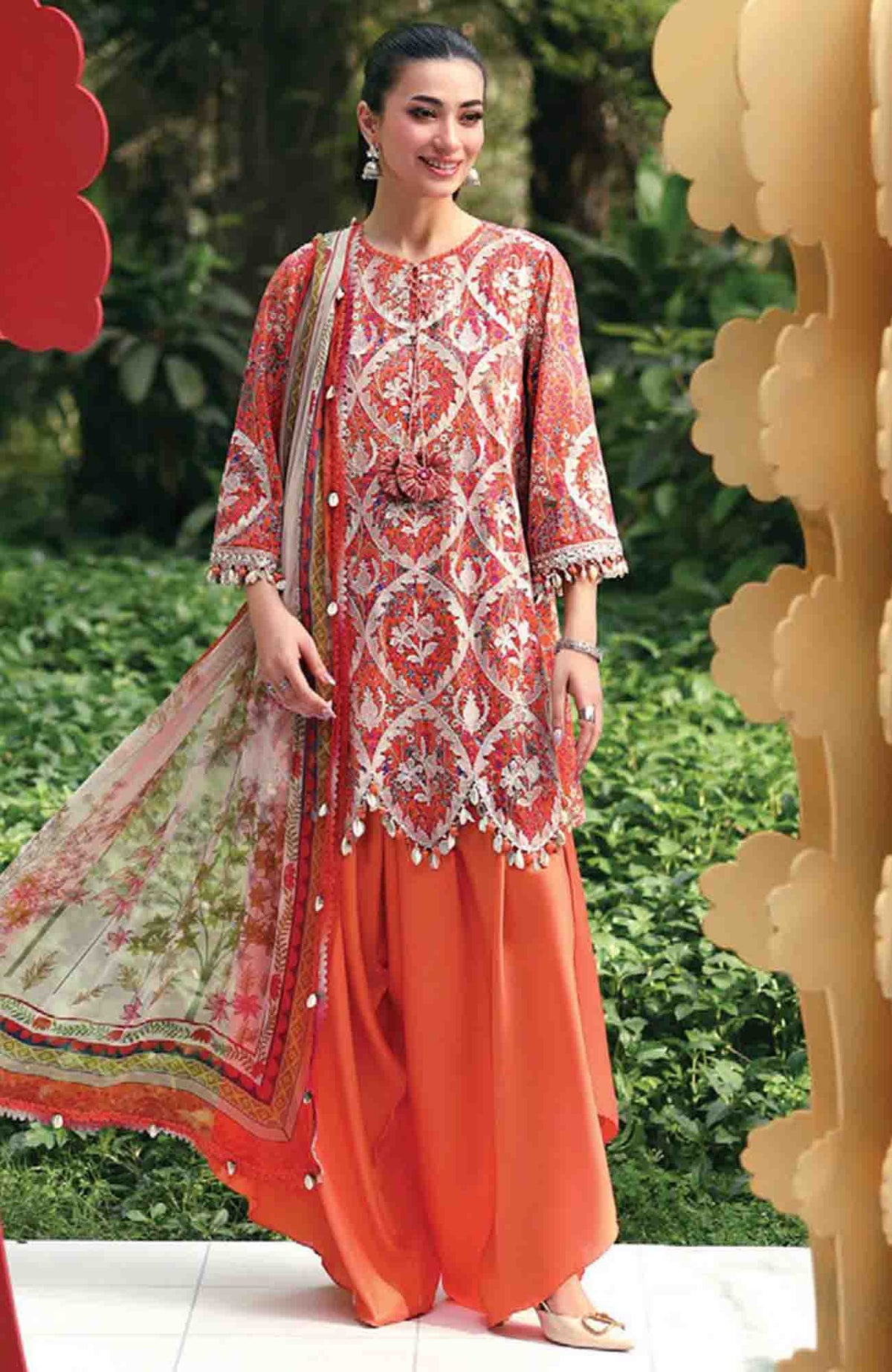 M Prints Eid II- By Maria B Unstitched Lawn Prints 3 Piece Suit  - MBMPEIDII-3A- Summer Collection