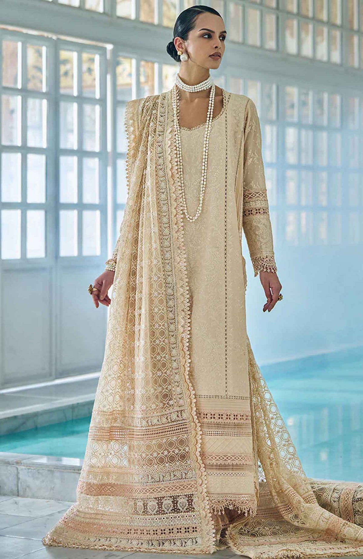 Luxury Lawn By Sobia Nazir Unstitched Lawn Embriodered 3 Piece Suit - SNLEL-3A- Summer Collection