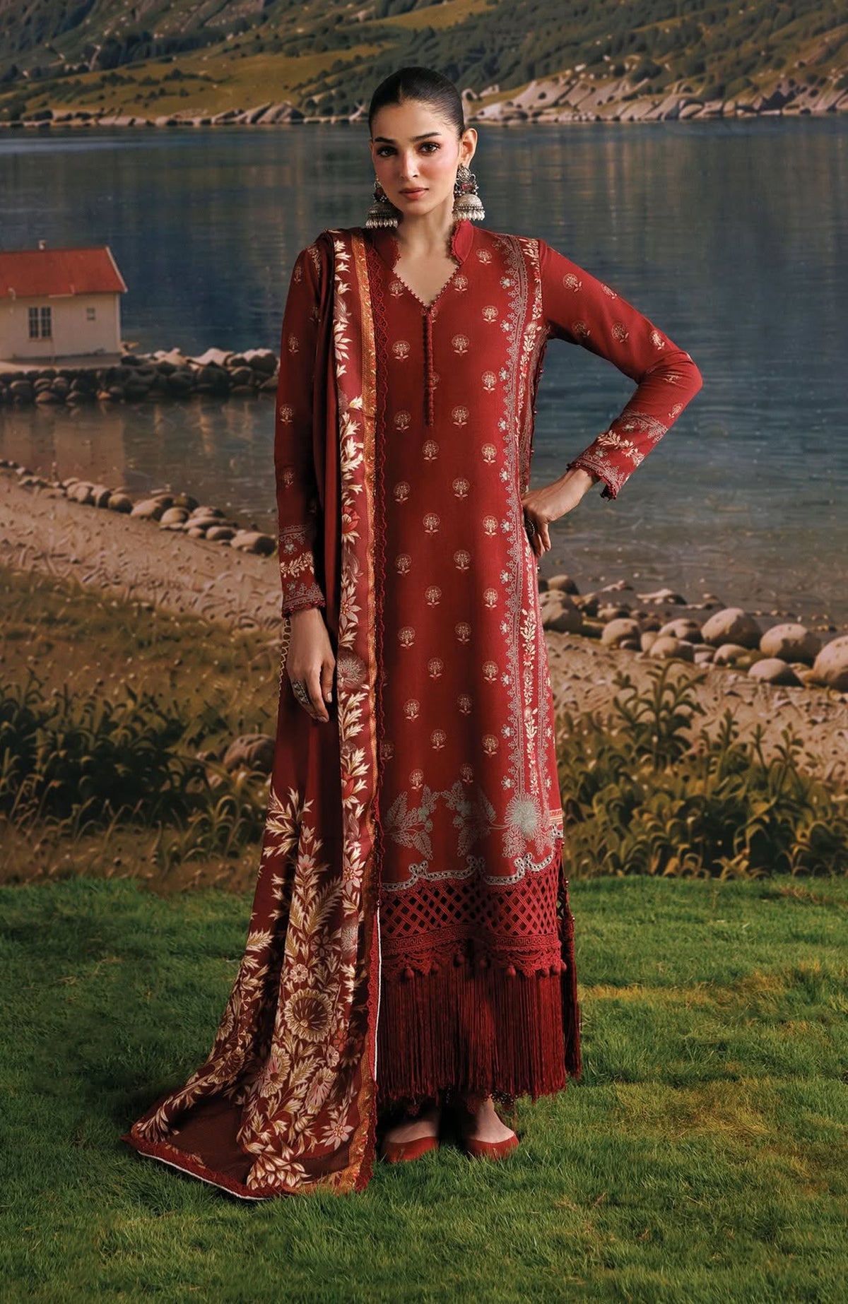 M Basics Agla Station by Maria B Unstitched Printed Khaddar 3 Piece Suit - MBSCKHDW-3B- Winter Collection