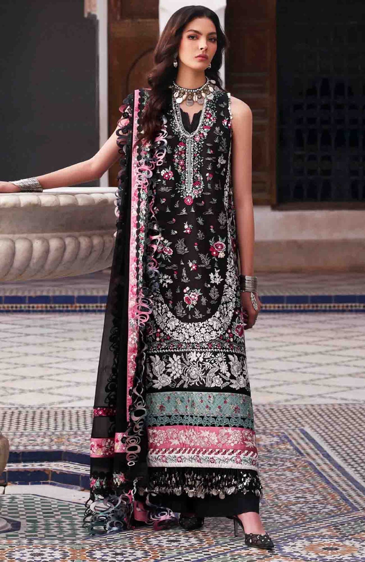 Reine Luxury By Republic Unstitched Lawn Embroidered 3 Piece Suits- RPRLXL-3B- Eila- Summer Collection