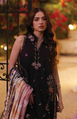 Luxury Lawn By Farah Talib Aziz Unstitched Lawn Embroidered 3 Piece Suit - FTALXL-03- Blanca Black - Summer Collection