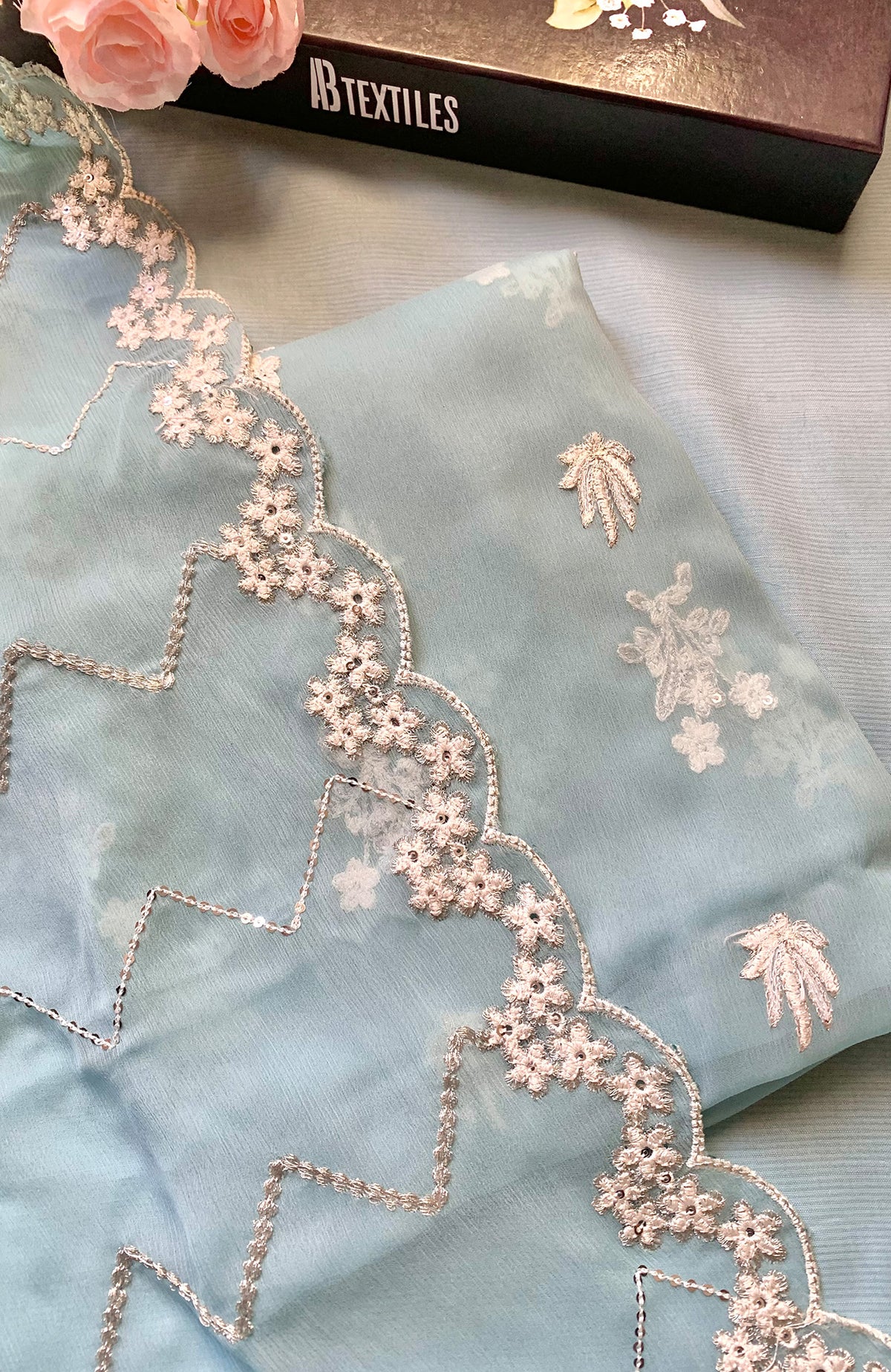Meerub Premium V1 By AB Textiles Unstitched Embroidered Chiffion 3 Piece - ABMRBEV1-03- Fomal Collection