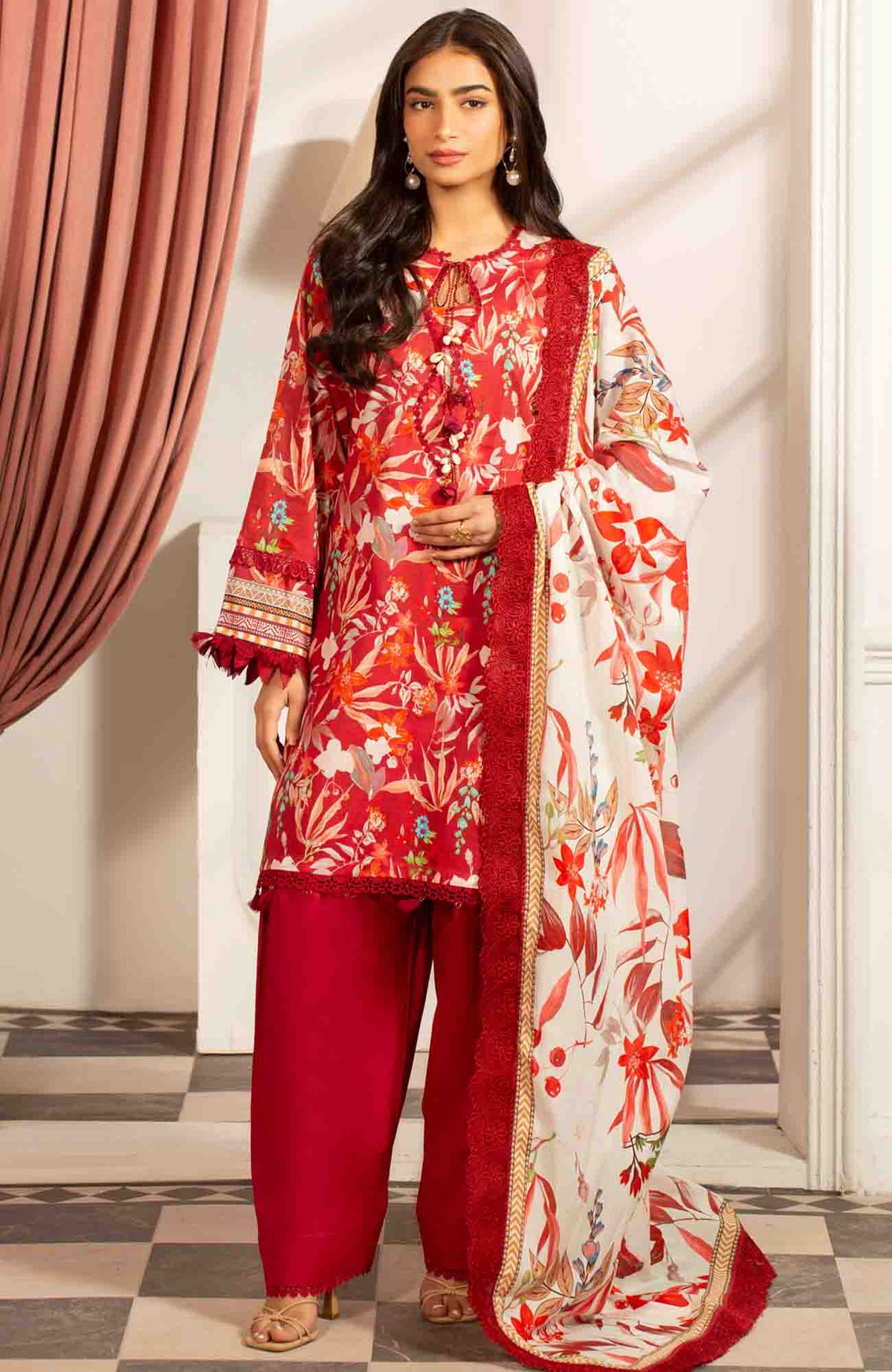 Mausummery Unstitched Lawn Printed 3 Piece Suit Vol-2 MUSV2L3 - Amber - Summer Collection