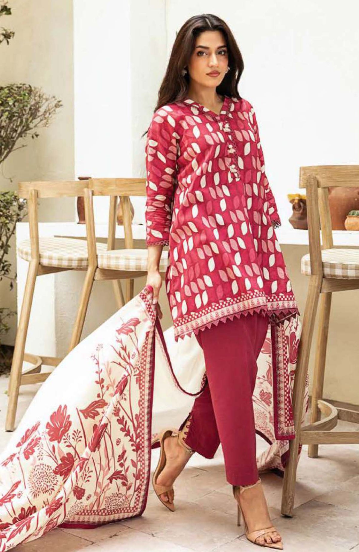 M Basic Elaheh By Maria B Unstitched Lawn  Printed  3 Piece Suit - MBSCELPL03 - Summer Collection