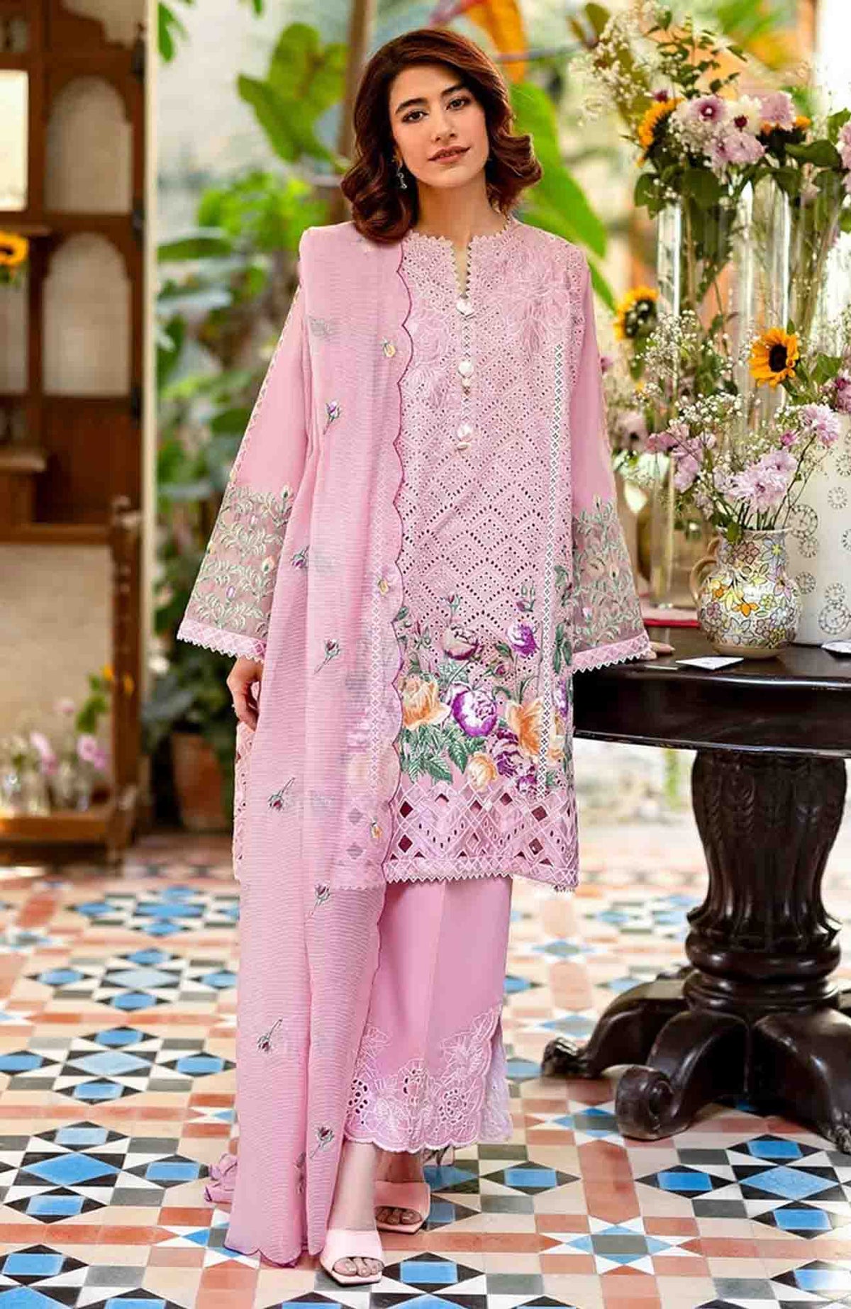 Astoria By Mushq Unstitched  Festive Lawn Embroidered 3 Piece Suit - MQHMAFL-08-Arabil- Summer Collection