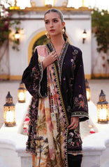 Luxury Lawn By Farah Talib Aziz Unstitched Lawn Embroidered 3 Piece Suit - FTALXL-03- Blanca Black - Summer Collection
