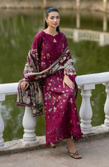 Signature Vol- II By Elaf Unstitched Lawn Embroidered 3 Piece Suit - ELFSGNV2-2A- Nora - Summer Collection