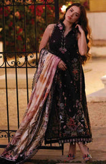 Luxury Lawn By Farah Talib Aziz Unstitched Lawn Embroidered 3 Piece Suit - FTALXL-03- Blanca Black - Summer Collection