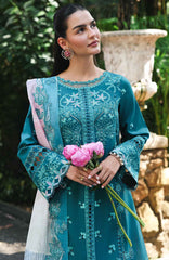 Qline by Qalamkar  Unstitched Lawn Embroidered 3 Piece Suit - QLMQDL-3- Sapphire -  Summer Collection