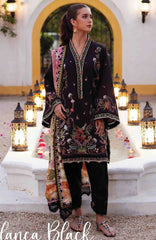 Luxury Lawn By Farah Talib Aziz Unstitched Lawn Embroidered 3 Piece Suit - FTALXL-03- Blanca Black - Summer Collection