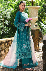 Qline by Qalamkar  Unstitched Lawn Embroidered 3 Piece Suit - QLMQDL-3- Sapphire -  Summer Collection