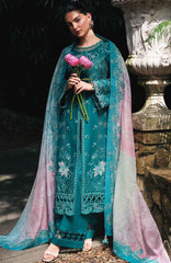 Qline by Qalamkar  Unstitched Lawn Embroidered 3 Piece Suit - QLMQDL-3- Sapphire -  Summer Collection