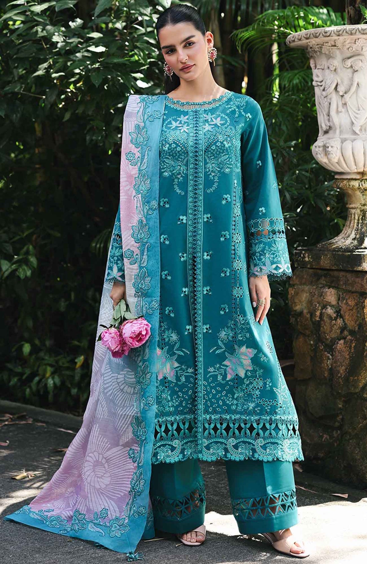 Qline by Qalamkar  Unstitched Lawn Embroidered 3 Piece Suit - QLMQDL-3- Sapphire -  Summer Collection