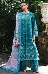 Qline by Qalamkar  Unstitched Lawn Embroidered 3 Piece Suit - QLMQDL-3- Sapphire -  Summer Collection