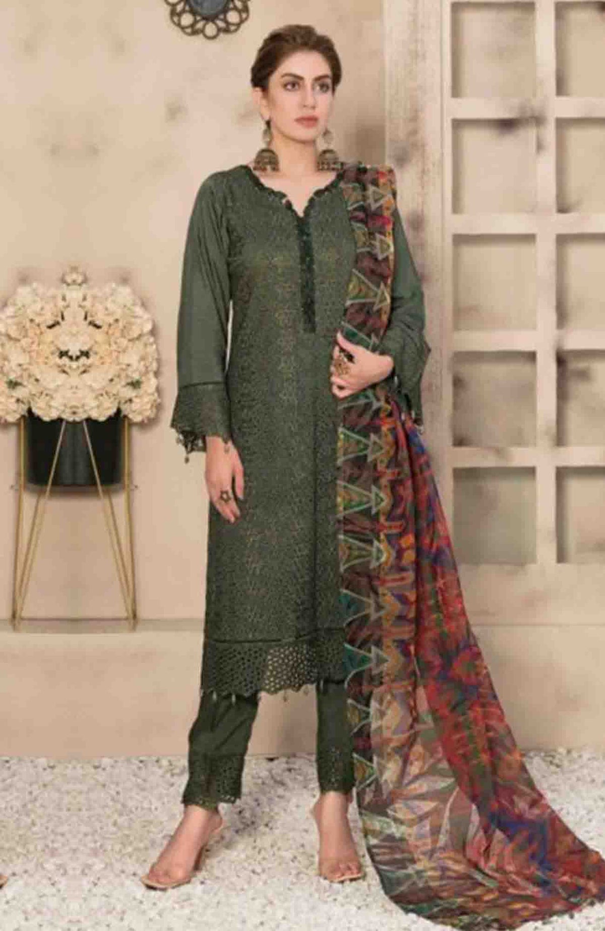 Viscose Schilli  By Tawwakal Fabrics Unstitched Embroidered 3 Piece Suit - TWNS22VC50-Winter Collection