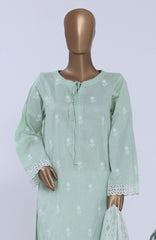 Chikankari BY HZ Textiles  Ready to wear Embroidered 3 Piece Suit -HZCHKEMB -04- Soft Mint-  Summer Collection