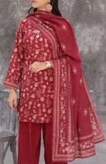 Maya Cambric Vol 1  BY Aizal Ready to wear Printed 3 Piece Suit -AZLV1MYA -08-  Maroon Floral-  Winter Collection