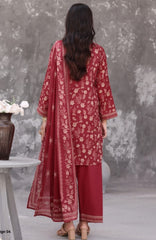 Maya Cambric Vol 1  BY Aizal Ready to wear Printed 3 Piece Suit -AZLV1MYA -08-  Maroon Floral-  Winter Collection