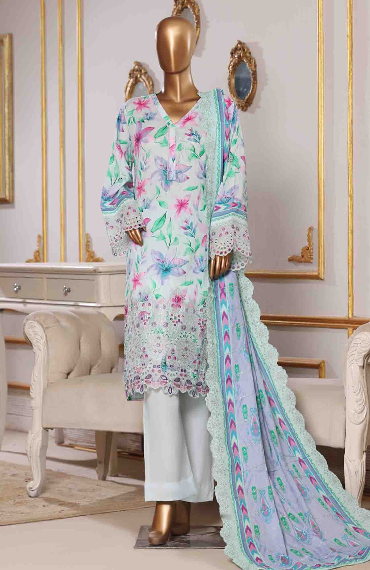 Riwayat Unstitched Printed  Lawn 3 Piece Suit Vol-1 RIW26PML- 477 - Summer Collection