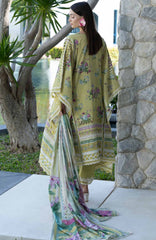 Santorini by Elaf Unstitched Lawn Printed 3 Piece Unstitched Suit - ELFSAN4A-Avocado- Summer Collection
