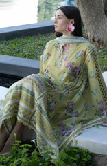 Santorini by Elaf Unstitched Lawn Printed 3 Piece Unstitched Suit - ELFSAN4A-Avocado- Summer Collection