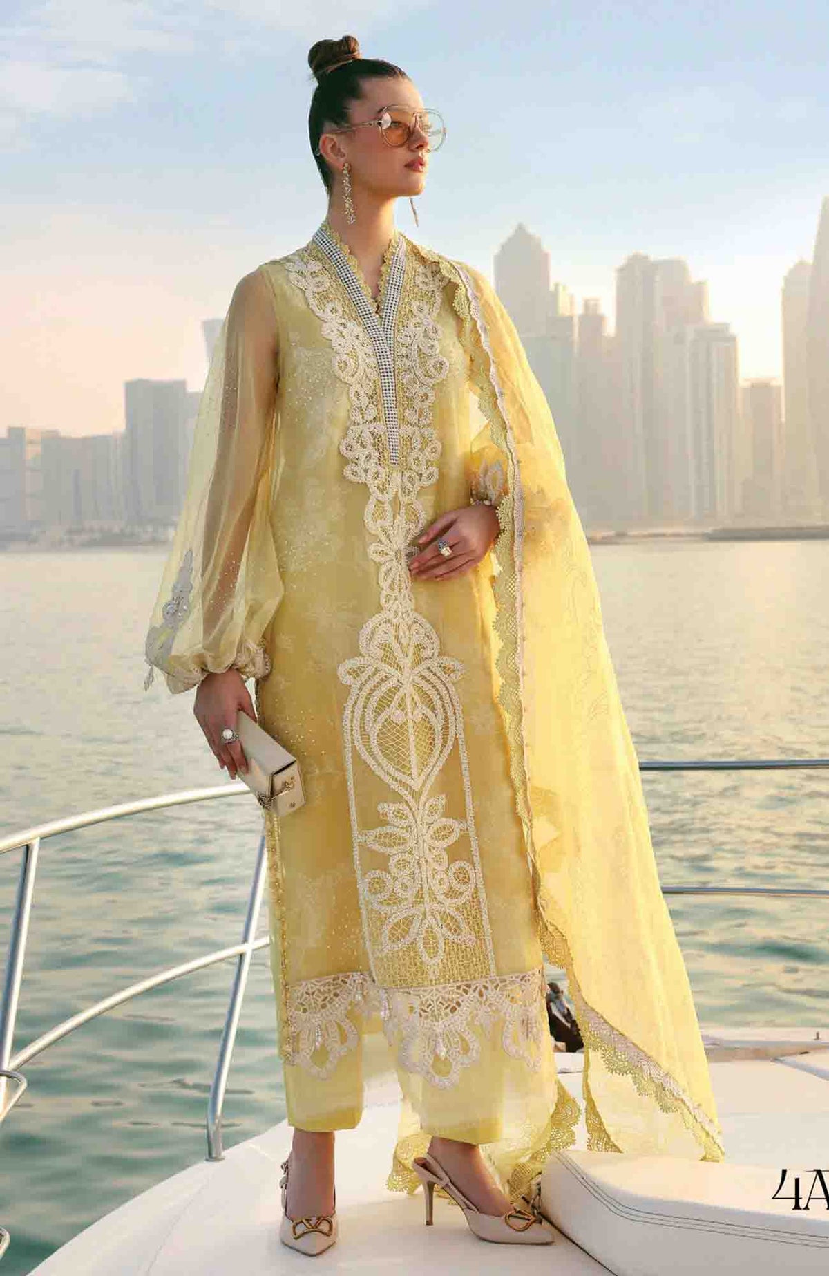 Luxury Lawn By Maria B Unstitched Lawn Embroidered 3 Piece Suit - MBLXL-4A- Summer Collection
