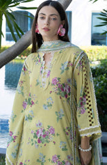 Santorini by Elaf Unstitched Lawn Printed 3 Piece Unstitched Suit - ELFSAN4A-Avocado- Summer Collection