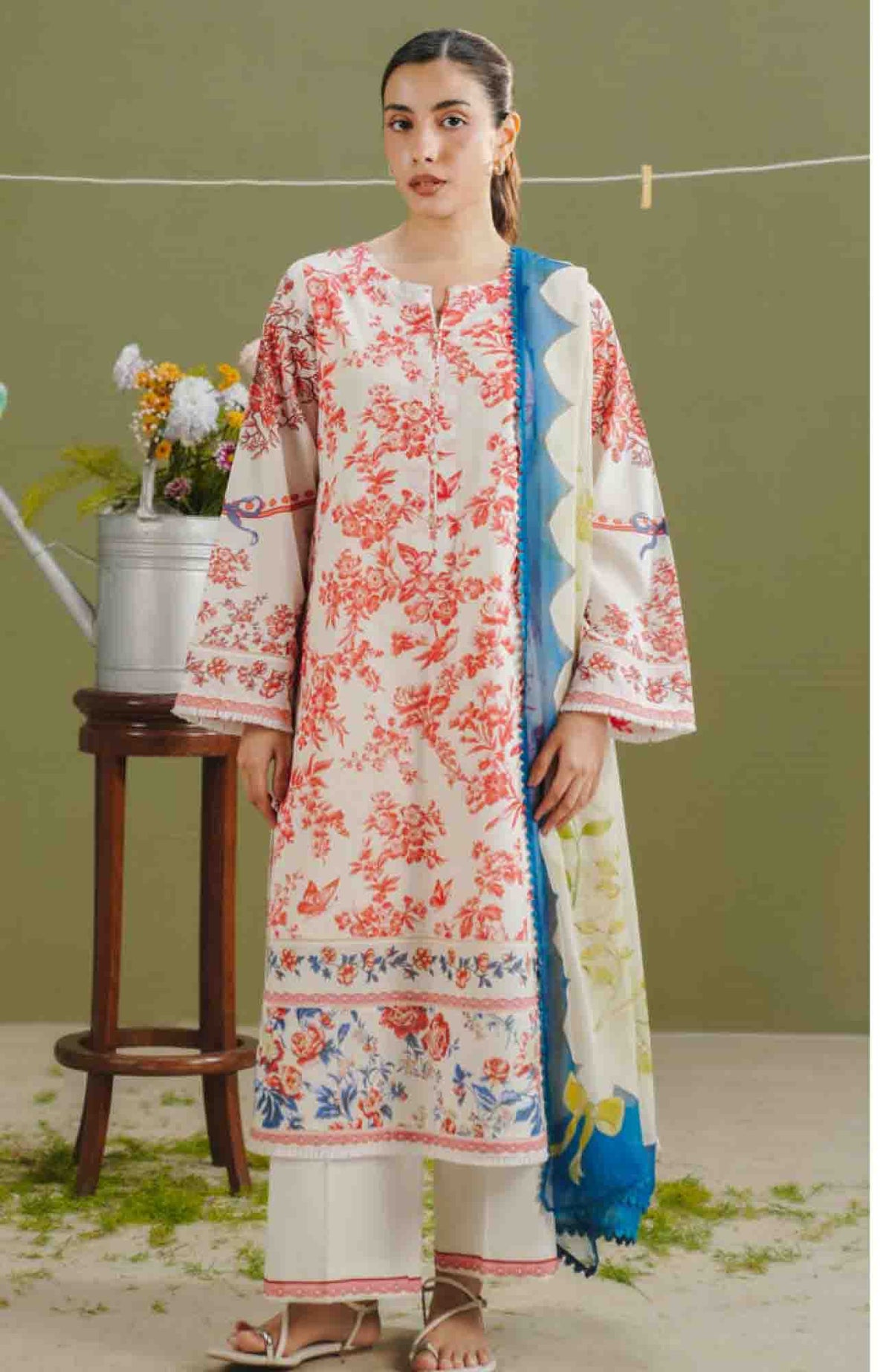 Coco  Prints Drop-One By Zara Shahjahan Unstitched Lawn Printed 3 Piece Suit - CCZSLP-4A- Elvo   - Summer Collection