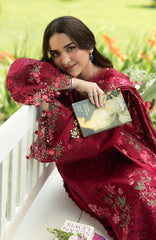 Luxury Lawn VoII By Elaf Unstitched Lawn Embroidered 3 Piece Suit - ELFLXL-4A- Falling Petals - Summer Collection