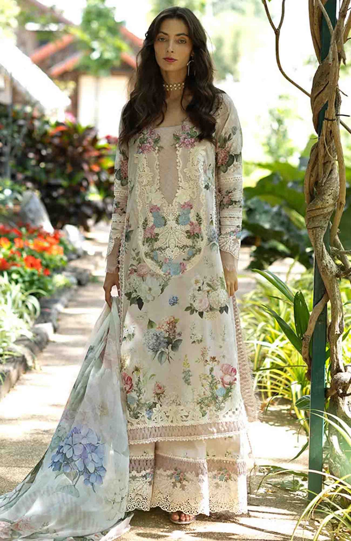 Signature By Elaf Unstitched Lawn Embroidered 3 Piece Suit - ELFSGN -4A- Tuscan Fairy - Summer Collection