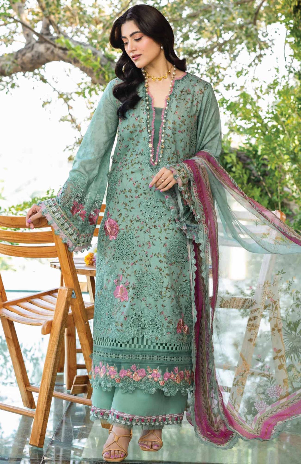 Chikankari by Elaf Unstitched Lawn Embroidered 3 Piece Suit - ELFCKL4B-Nayab -Summer Collection