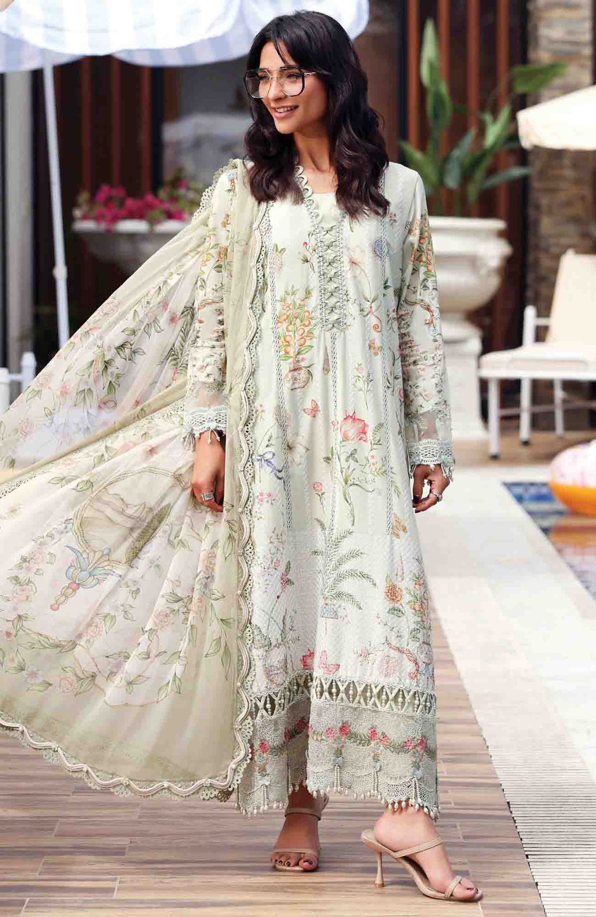 M Prints Eid II- By Maria B Unstitched Lawn Prints 3 Piece Suit  - MBMPEIDII-4B- Summer Collection